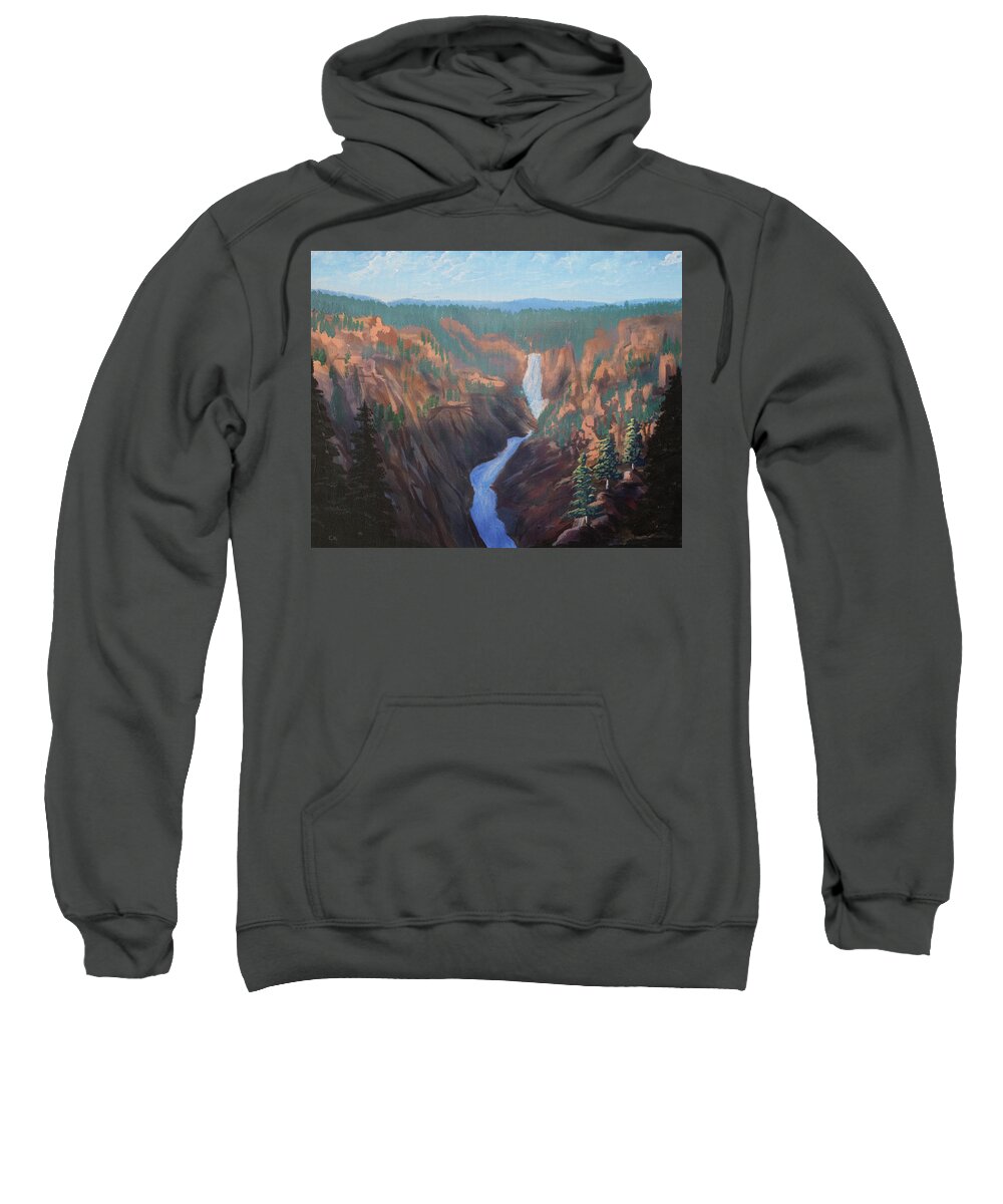 Yellowstone Sweatshirt featuring the painting Grand Canyon of the Yellowstone by Chance Kafka