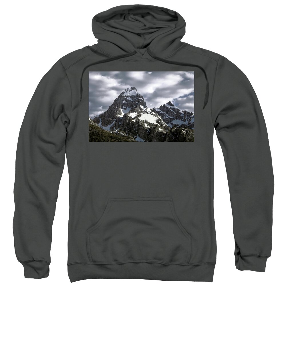 Grand Teton In Spring Sweatshirt featuring the photograph Grand Teton In Spring by Dan Sproul