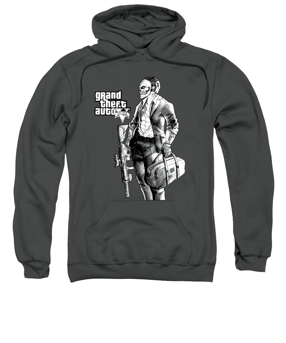 Grand Theft Auto V Man Skull Mask GTA V Adult Pull-Over Hoodie by