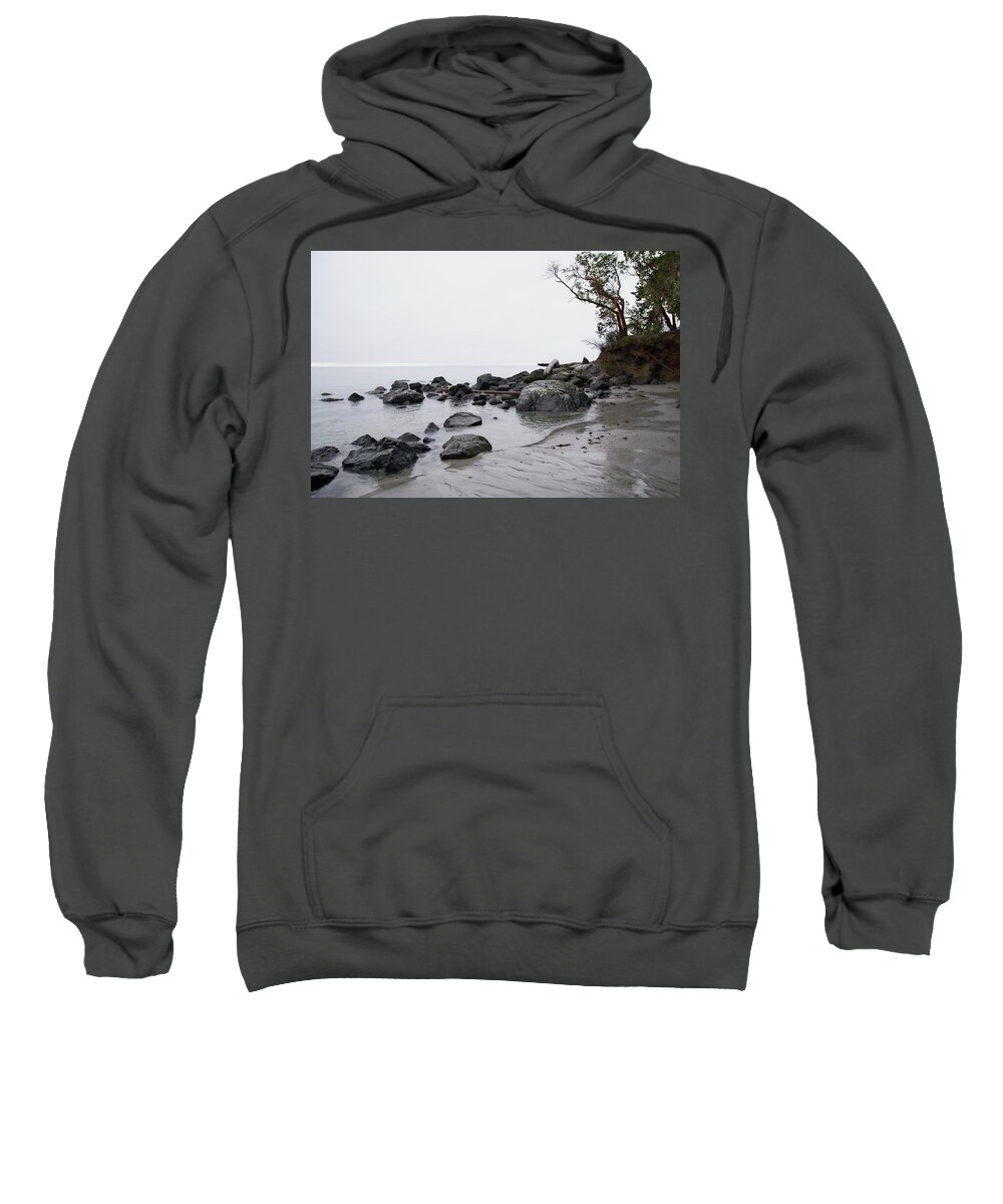 Landscape Sweatshirt featuring the photograph Gray Day Beach Scene by Allan Van Gasbeck