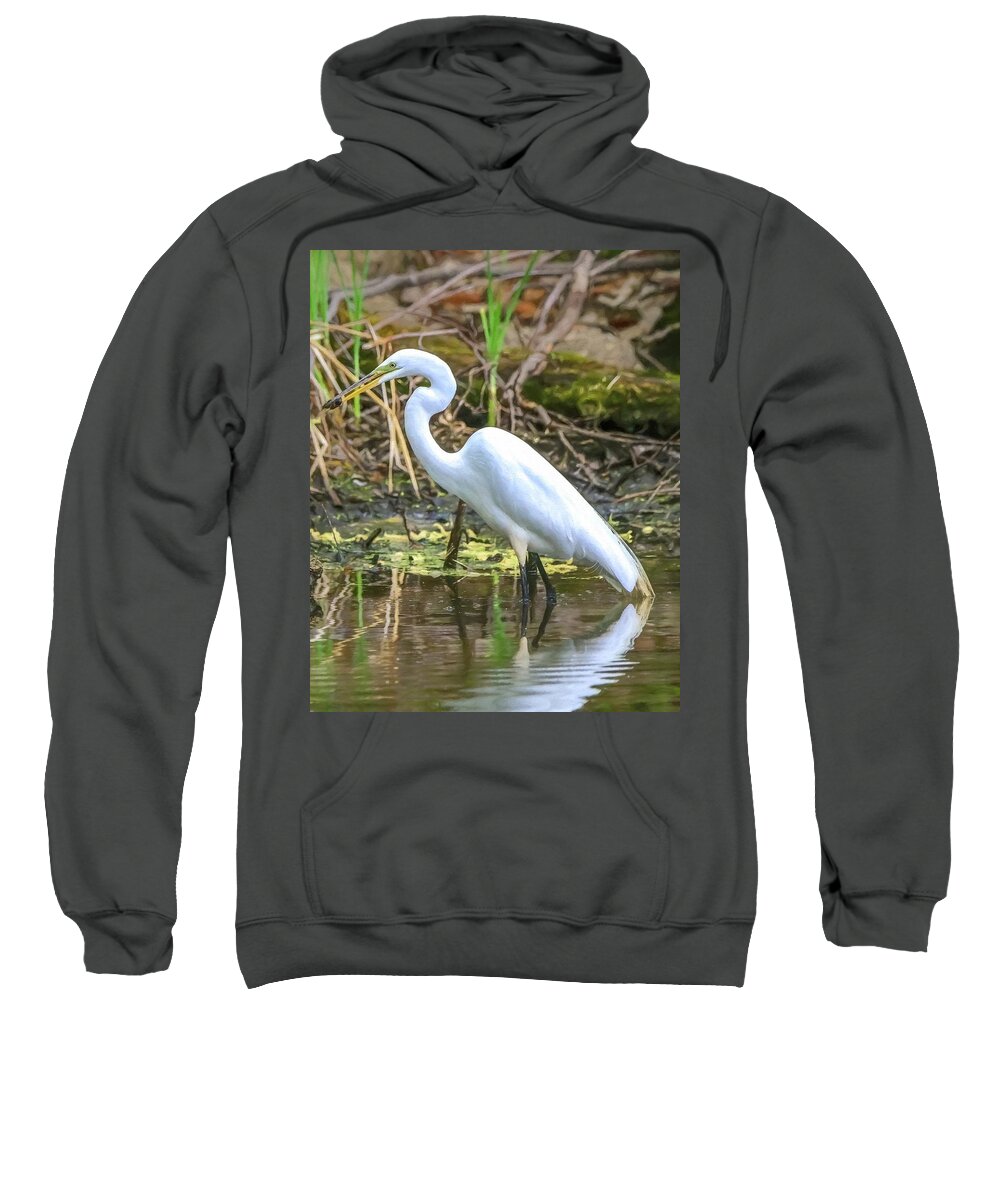 Egret Sweatshirt featuring the photograph Great White Egret by Susan Rydberg