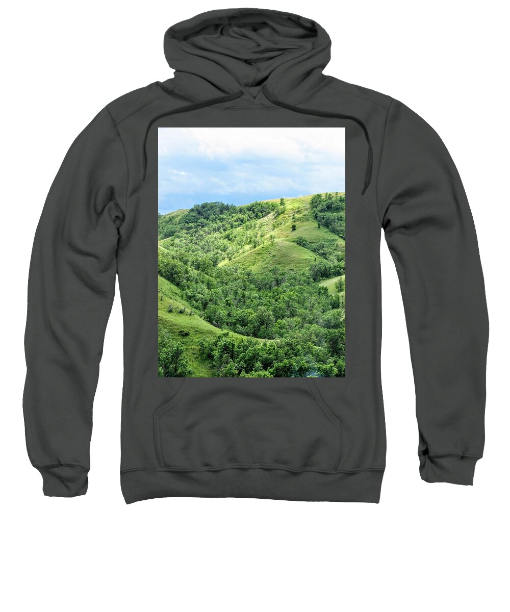 Badlands Sweatshirt featuring the photograph Green Cooley by Amanda R Wright