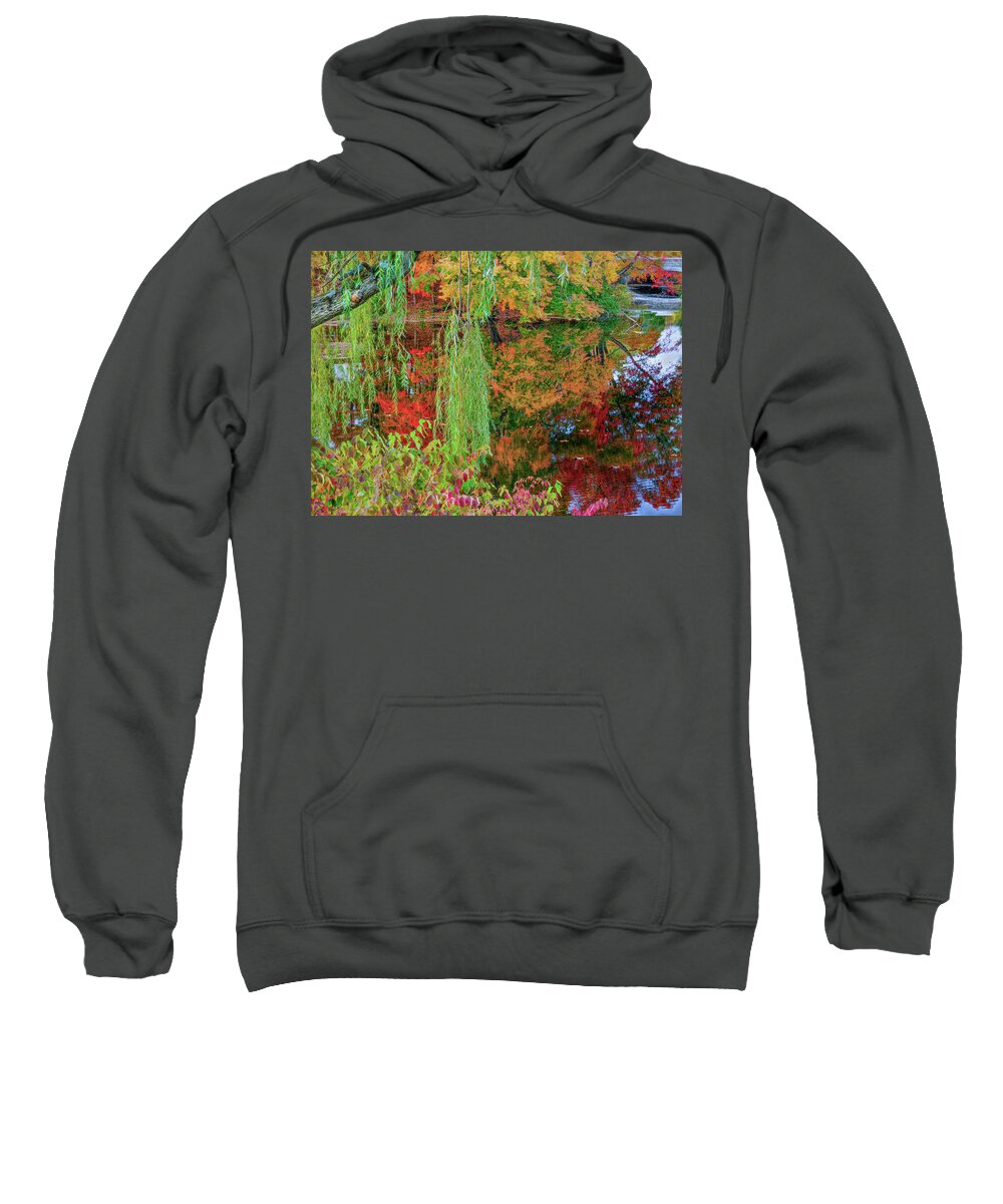 Autumn Sweatshirt featuring the photograph Greenwich Connecticut Pond In Autumn by Cordia Murphy