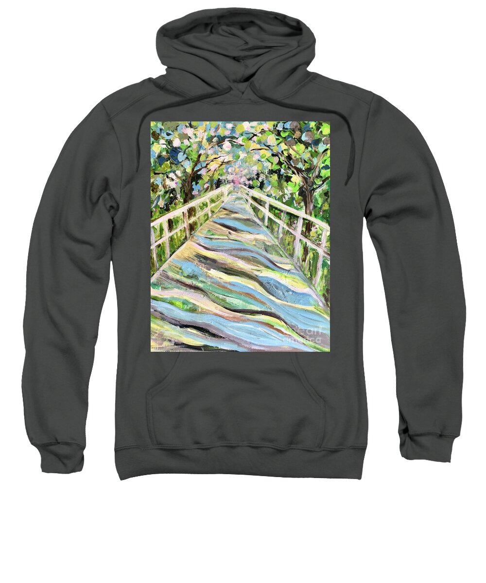 Groton Sweatshirt featuring the painting Groton Rail Trail by Jacqui Hawk