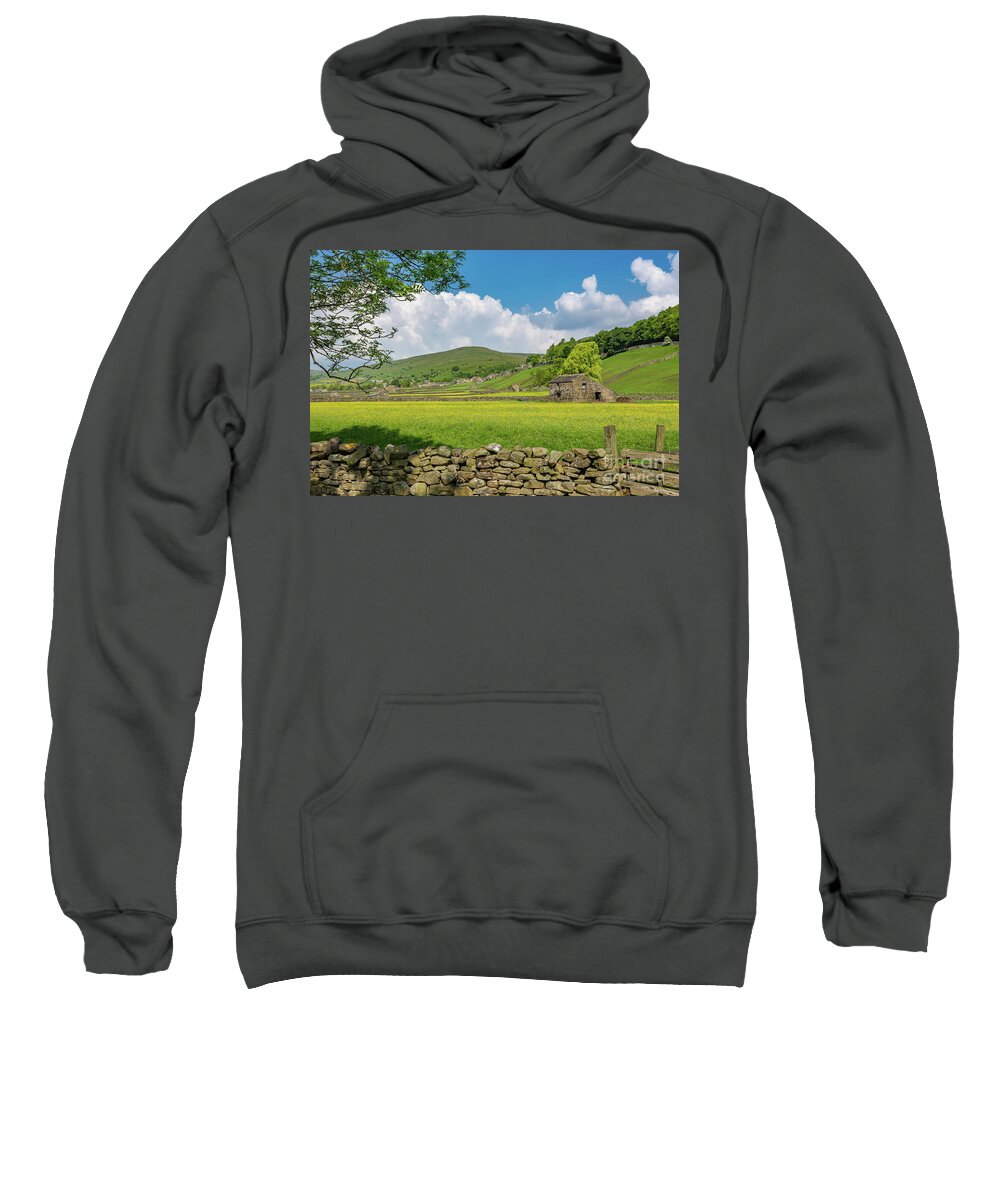 Uk Sweatshirt featuring the photograph Gunnerside Meadows, Swaledale by Tom Holmes Photography