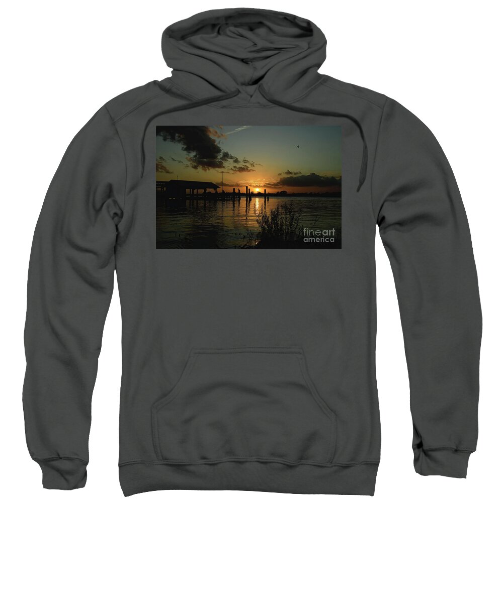 Sunset Sweatshirt featuring the photograph Hagleys Landing At Sunset by Kathy Baccari
