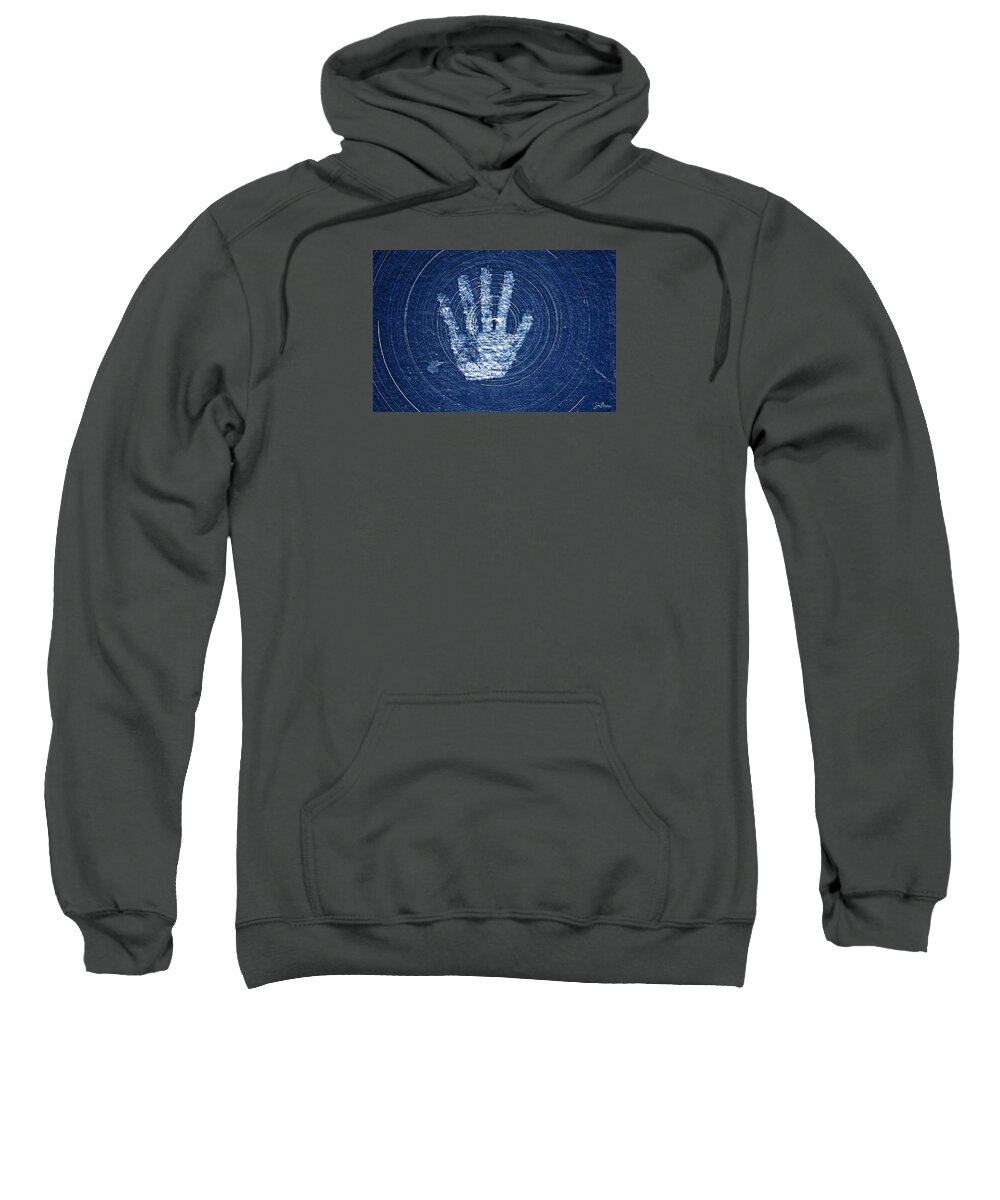 Petroglyph Sweatshirt featuring the photograph Hand Print and Star Trails by Dan Norris