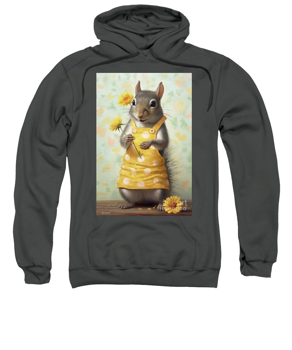 Squirrel Sweatshirt featuring the painting Happy Harlow by Tina LeCour