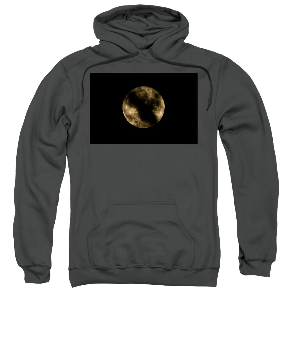 Photo Sweatshirt featuring the photograph Harvest Moon with Cloud by Evan Foster