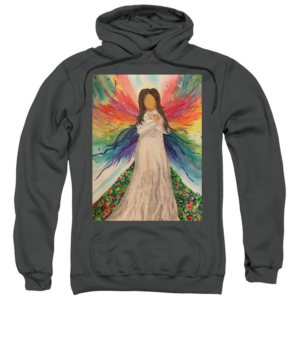 Angel Sweatshirt featuring the painting Healing Angel by Christine Paris