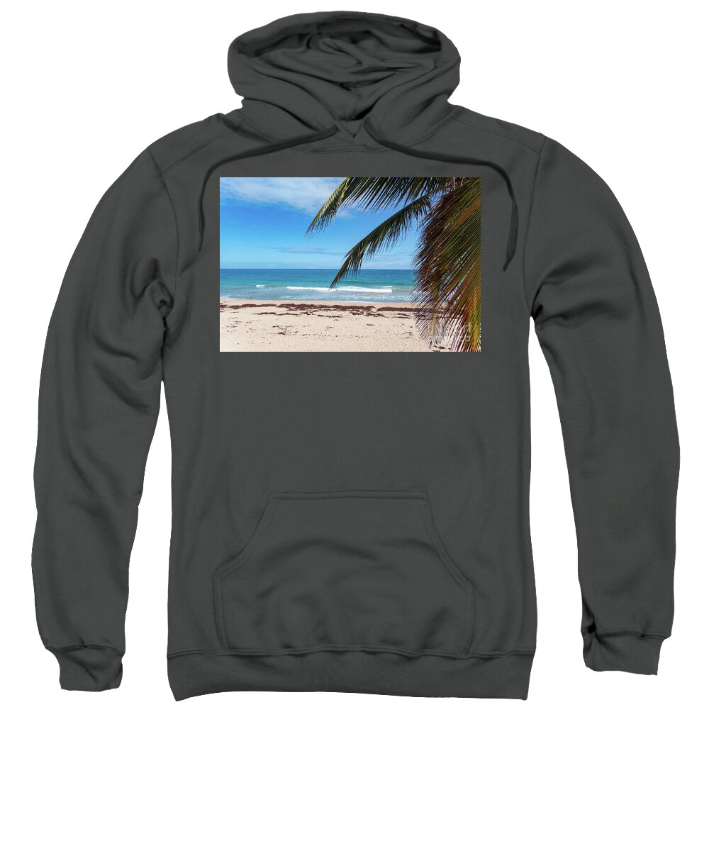 Condado Sweatshirt featuring the photograph Hiding Behind The Palms, Condado Beach, San Juan, Puerto Rico by Beachtown Views
