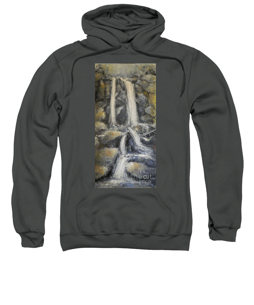 Waterfall Sweatshirt featuring the painting High Shoals Falls by Dan Campbell