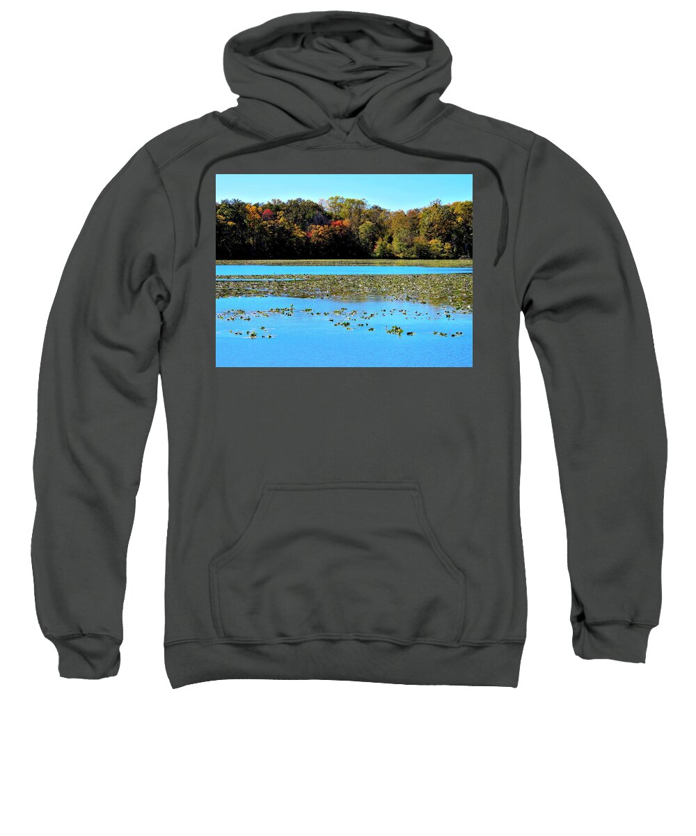 Lakes Sweatshirt featuring the photograph Historic Smithville Lake in Autumn in New Jersey by Linda Stern