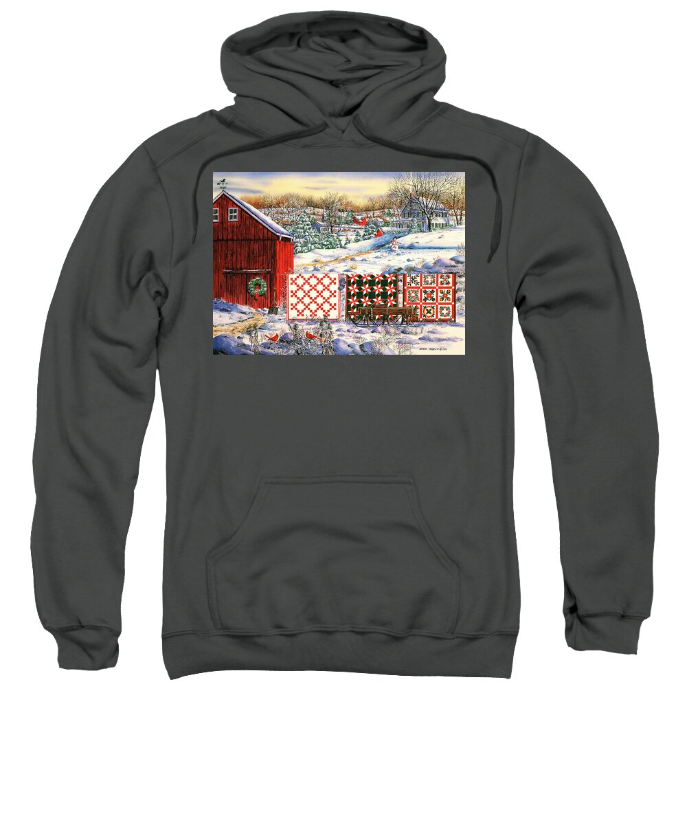 Red Barn Sweatshirt featuring the painting Holiday Airing by Diane Phalen