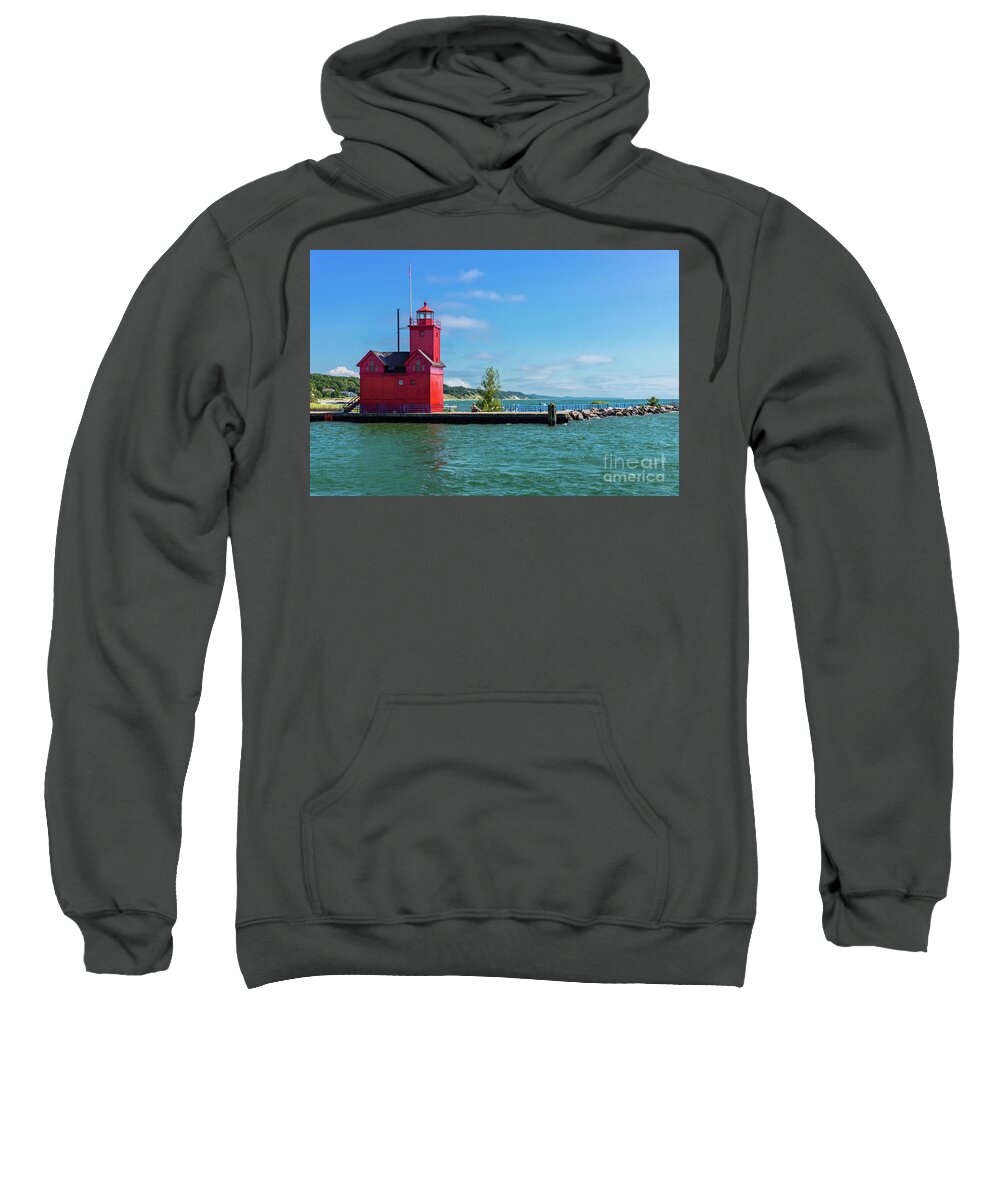 Lighthouse Sweatshirt featuring the photograph Holland Harbor Lighthouse by Jennifer White