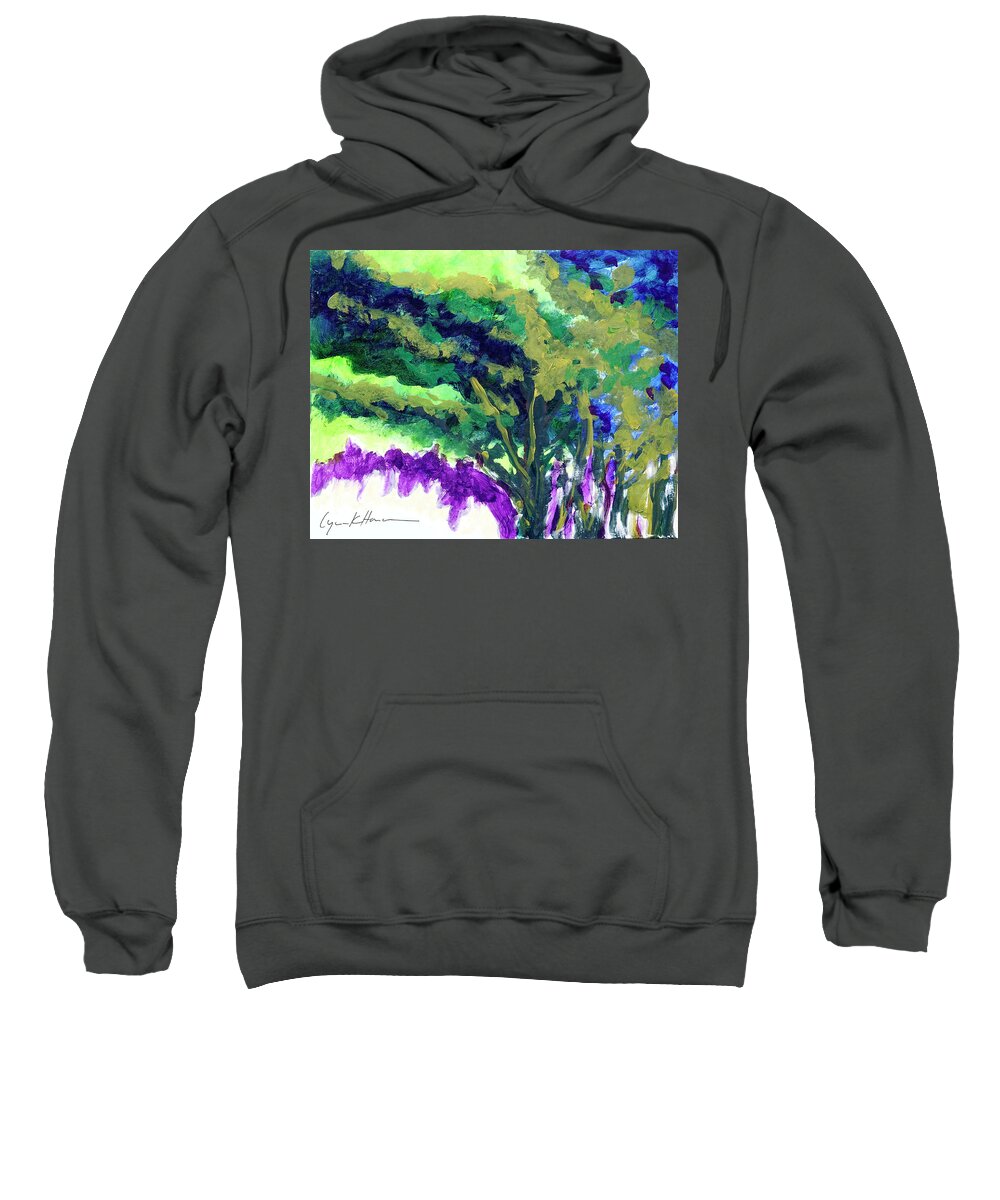 Flowering Trees Sweatshirt featuring the painting Homage To Flowering Trees by Lynn Hansen