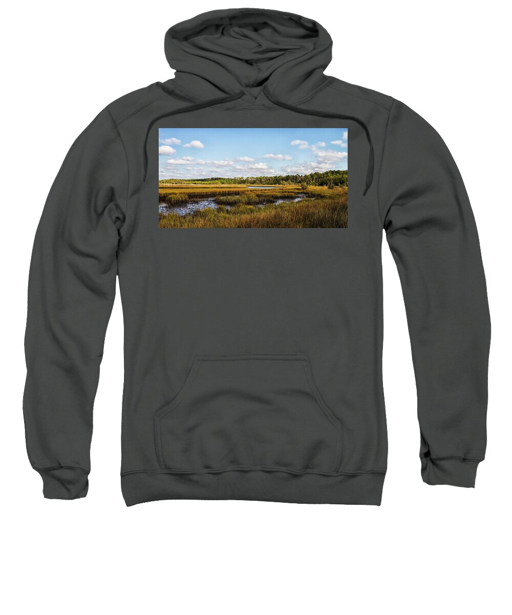 White Oak River Sweatshirt featuring the photograph White Oak River Wetlands by Bob Decker
