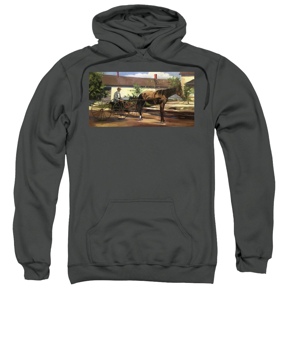 Horse And Buggy Sweatshirt featuring the painting Horse and Buggy by Chris Gholson
