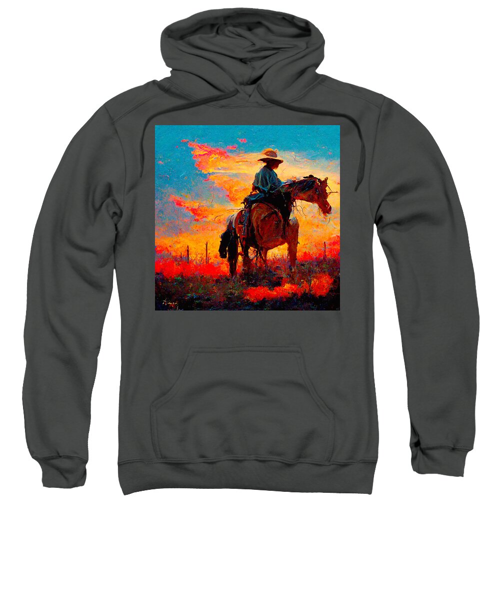 Horse Sweatshirt featuring the digital art Horses #5 by Craig Boehman