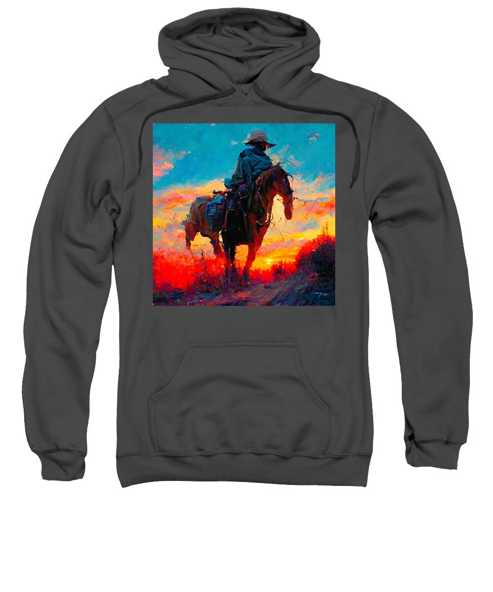 Horse Sweatshirt featuring the digital art Horses #8 by Craig Boehman