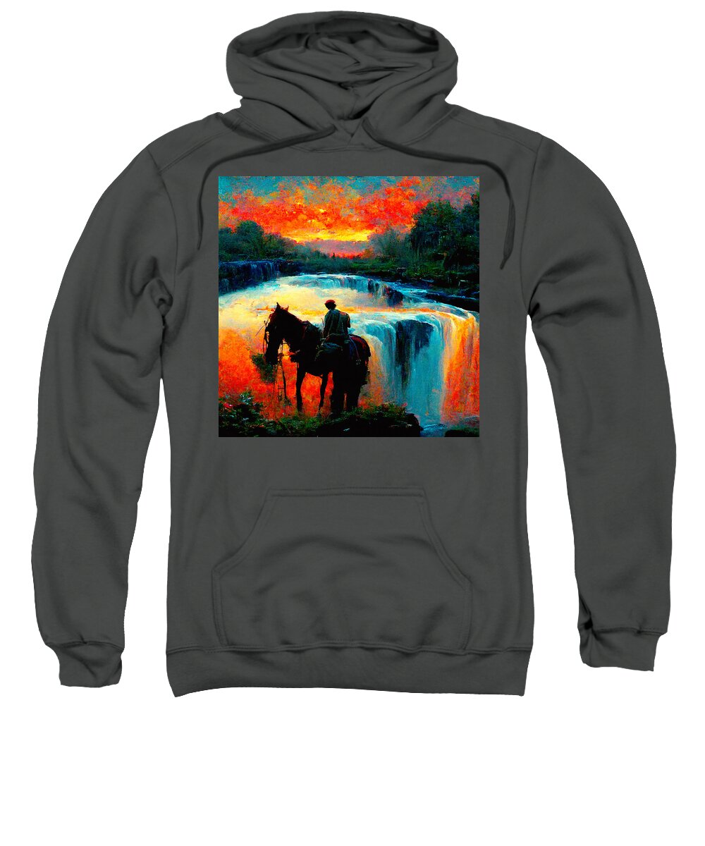 Horse Sweatshirt featuring the digital art Horses #9 by Craig Boehman