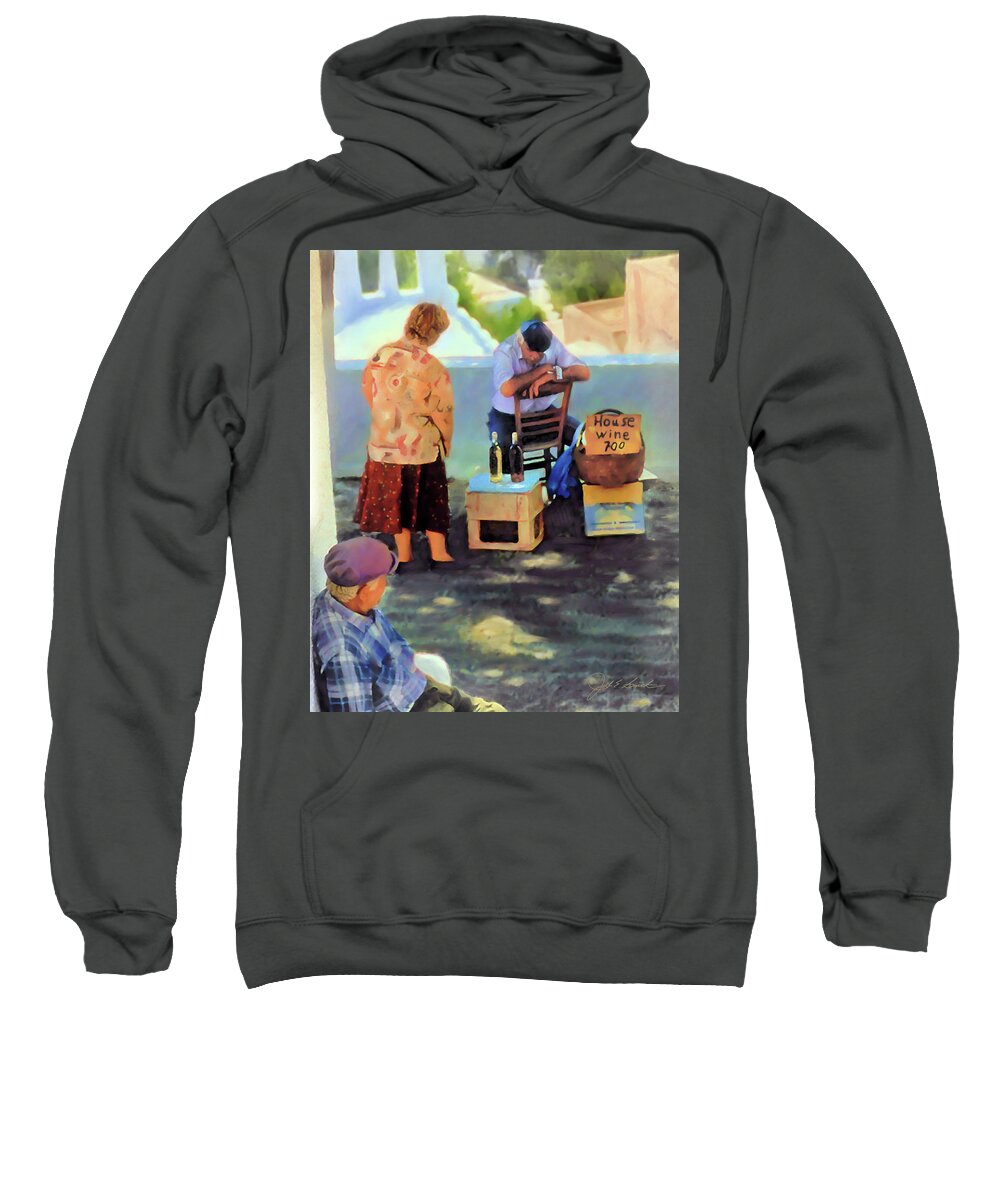 Wine Sweatshirt featuring the painting House Wine by Joel Smith