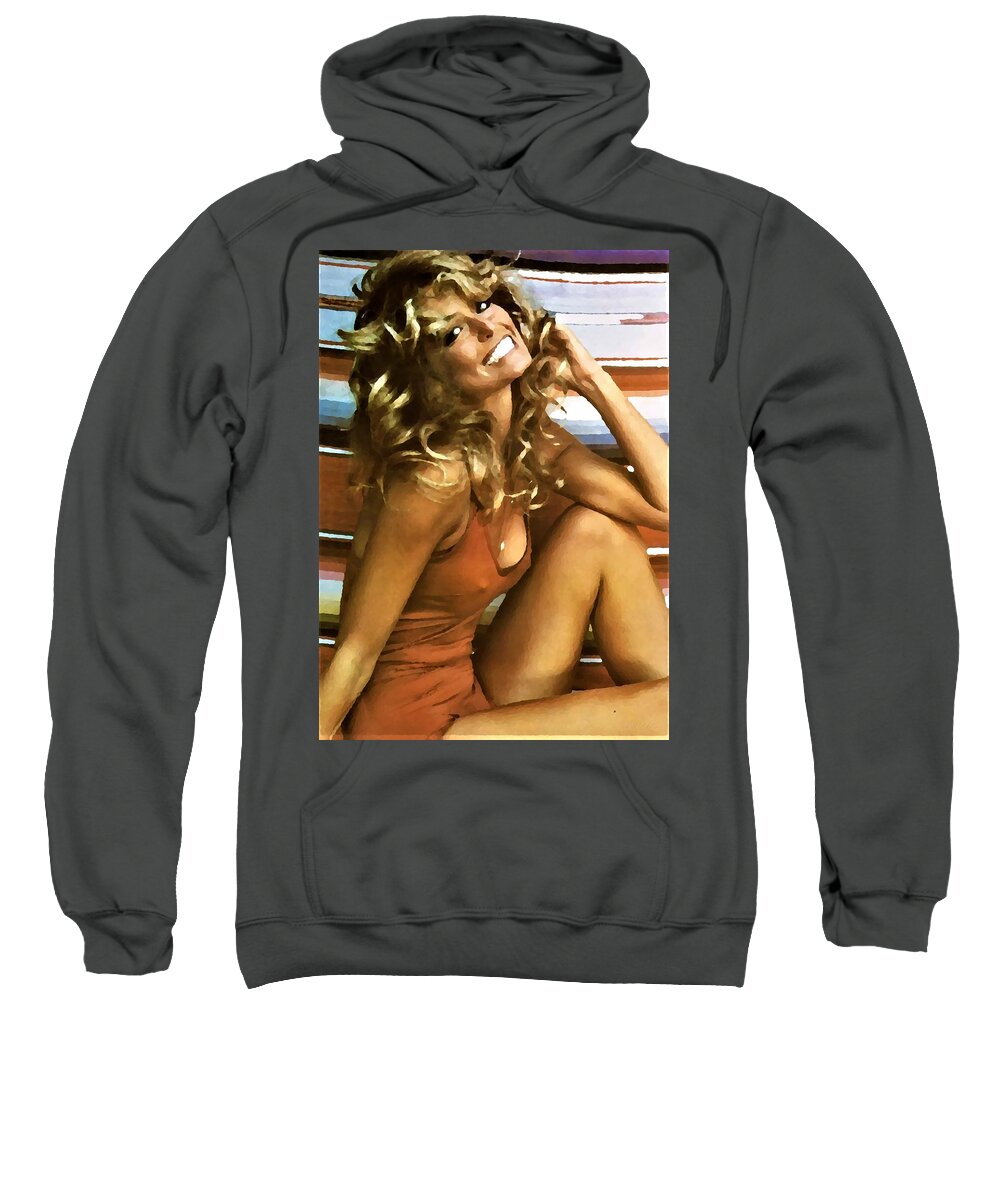 Farrah Sweatshirt featuring the photograph Iconic Farrah Water Color by Rob Hans