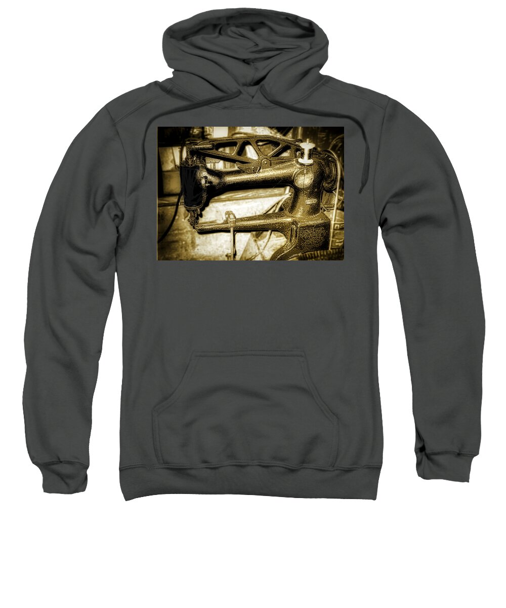 Old Sewing Machine Sweatshirt featuring the photograph Industrial Sewing Machine by Jim Signorelli