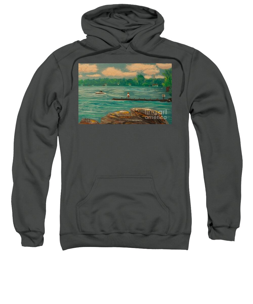 Innisfil Sweatshirt featuring the painting Innisfil Beach by Monika Shepherdson