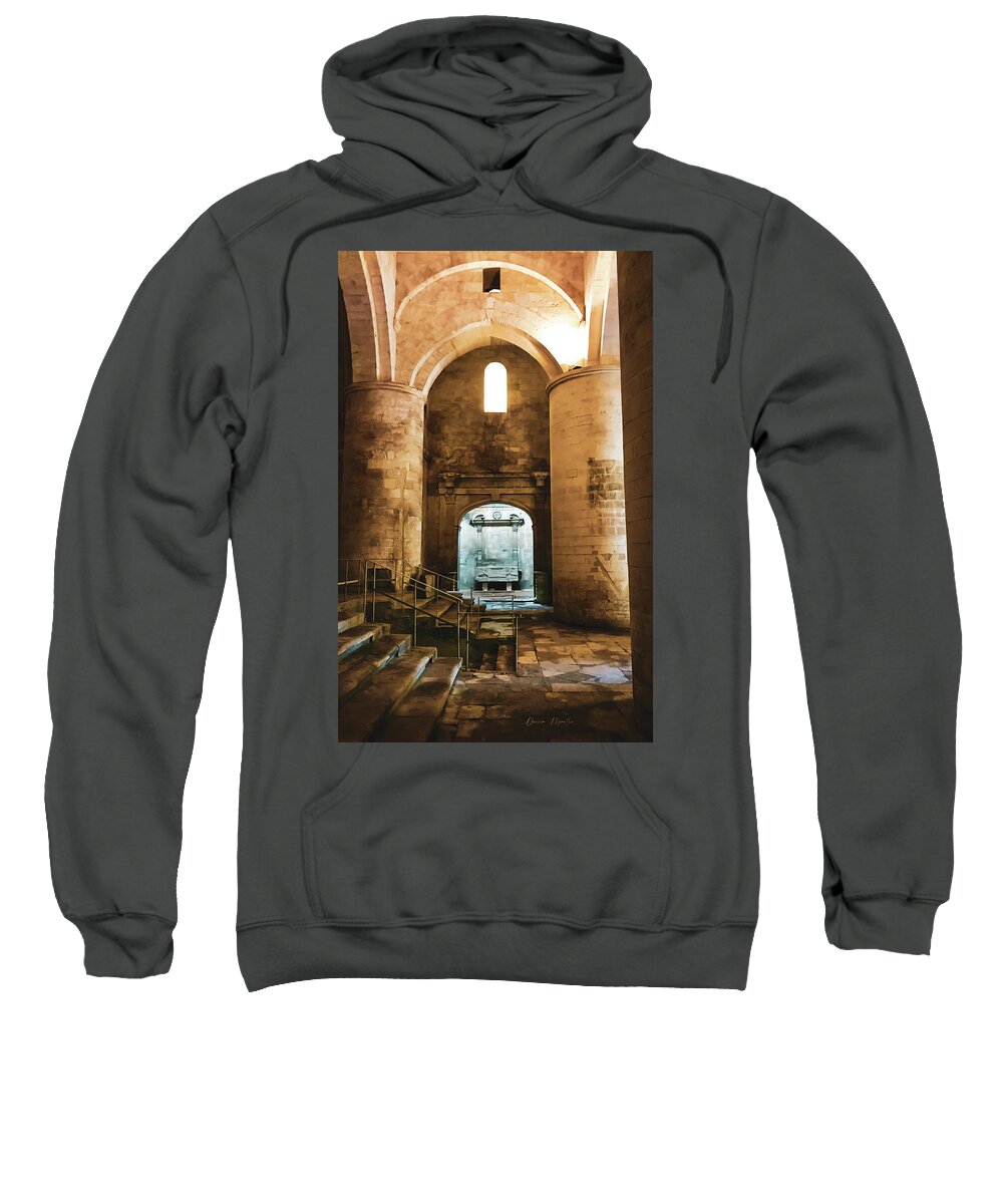 Alyscamps Sweatshirt featuring the photograph Interior of St. Honoratus in Arles by Donna Martin