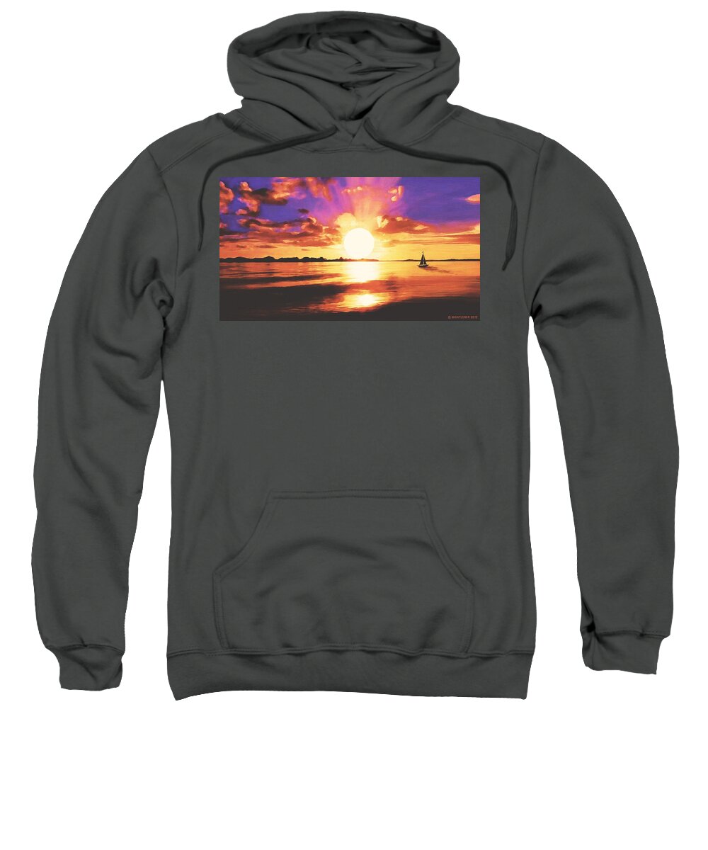 Landscape Sweatshirt featuring the painting Into the Sunset by SophiaArt Gallery