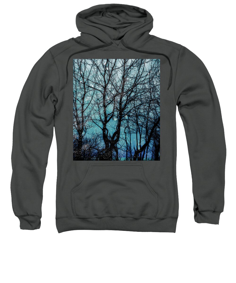 Branches Sweatshirt featuring the digital art Into the Winter Night by Michele Cornelius