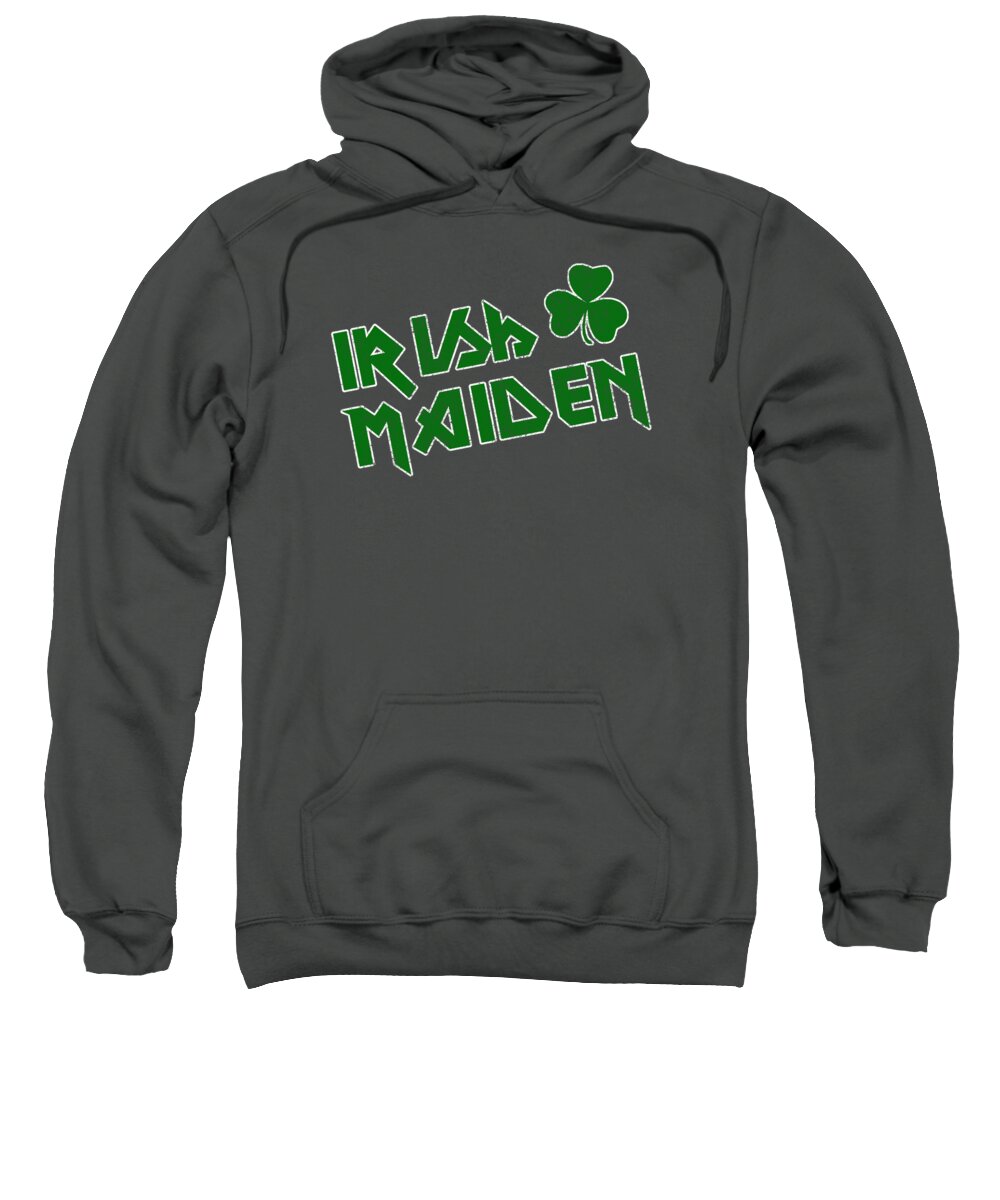 Funny Sweatshirt featuring the digital art Irish Maiden Retro by Flippin Sweet Gear