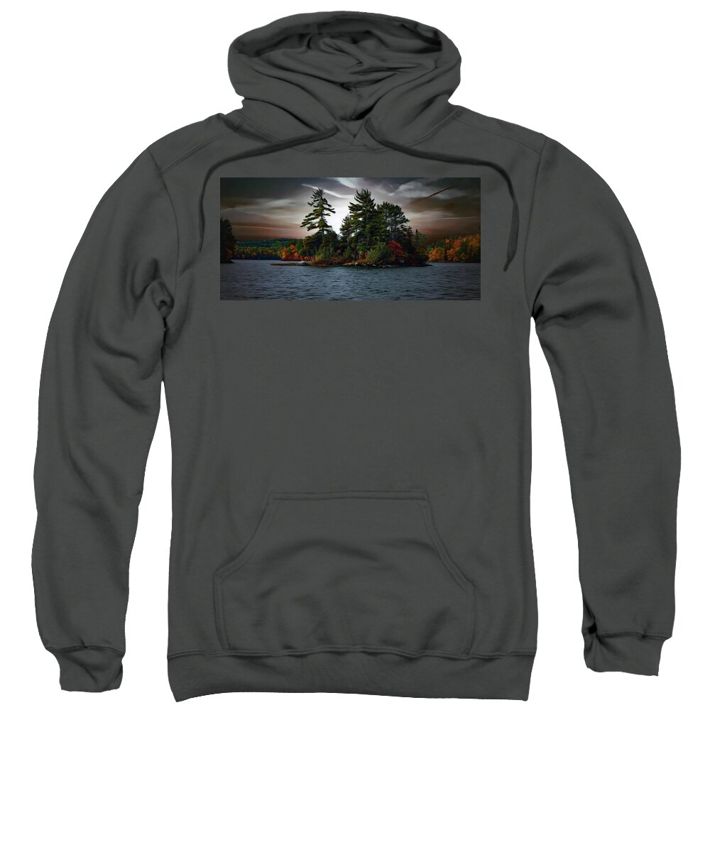 Island Sweatshirt featuring the photograph Island at an Autumn Dusk by Hans Brakob