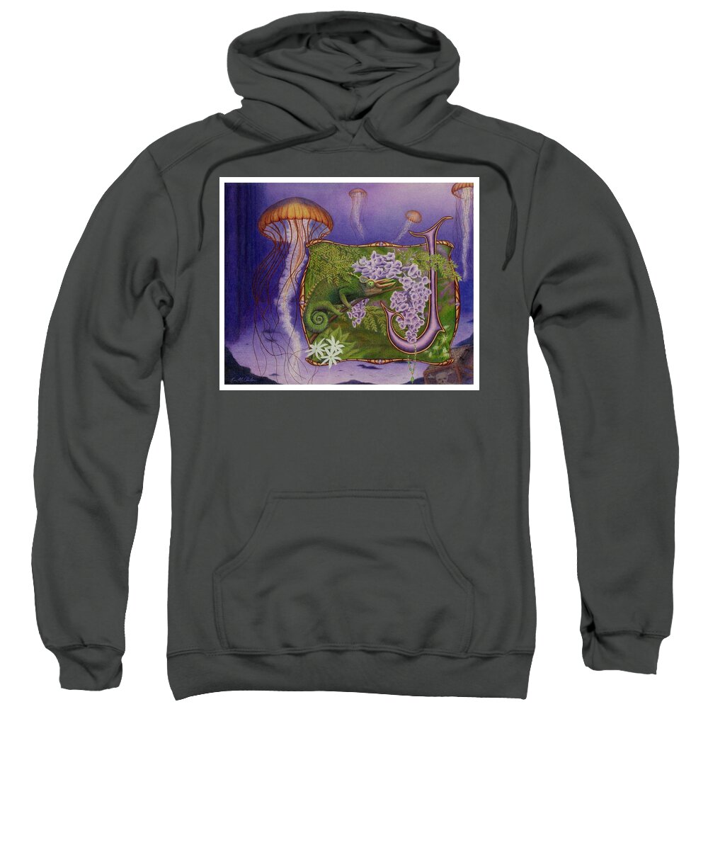 Kim Mcclinton Sweatshirt featuring the drawing J is for Jellyfish by Kim McClinton