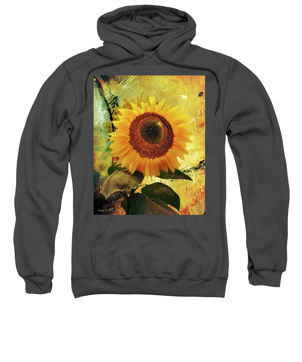 Janine Sweatshirt featuring the digital art Janine's Sunflower by Cindy Collier Harris