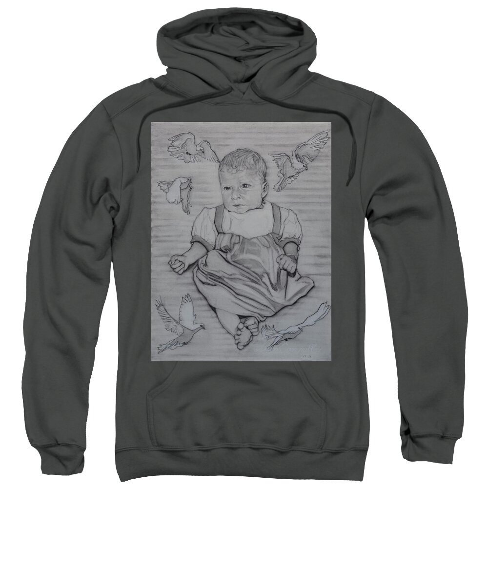 Charcoal Pencil Sweatshirt featuring the drawing Invisible At Dawn by Sean Connolly