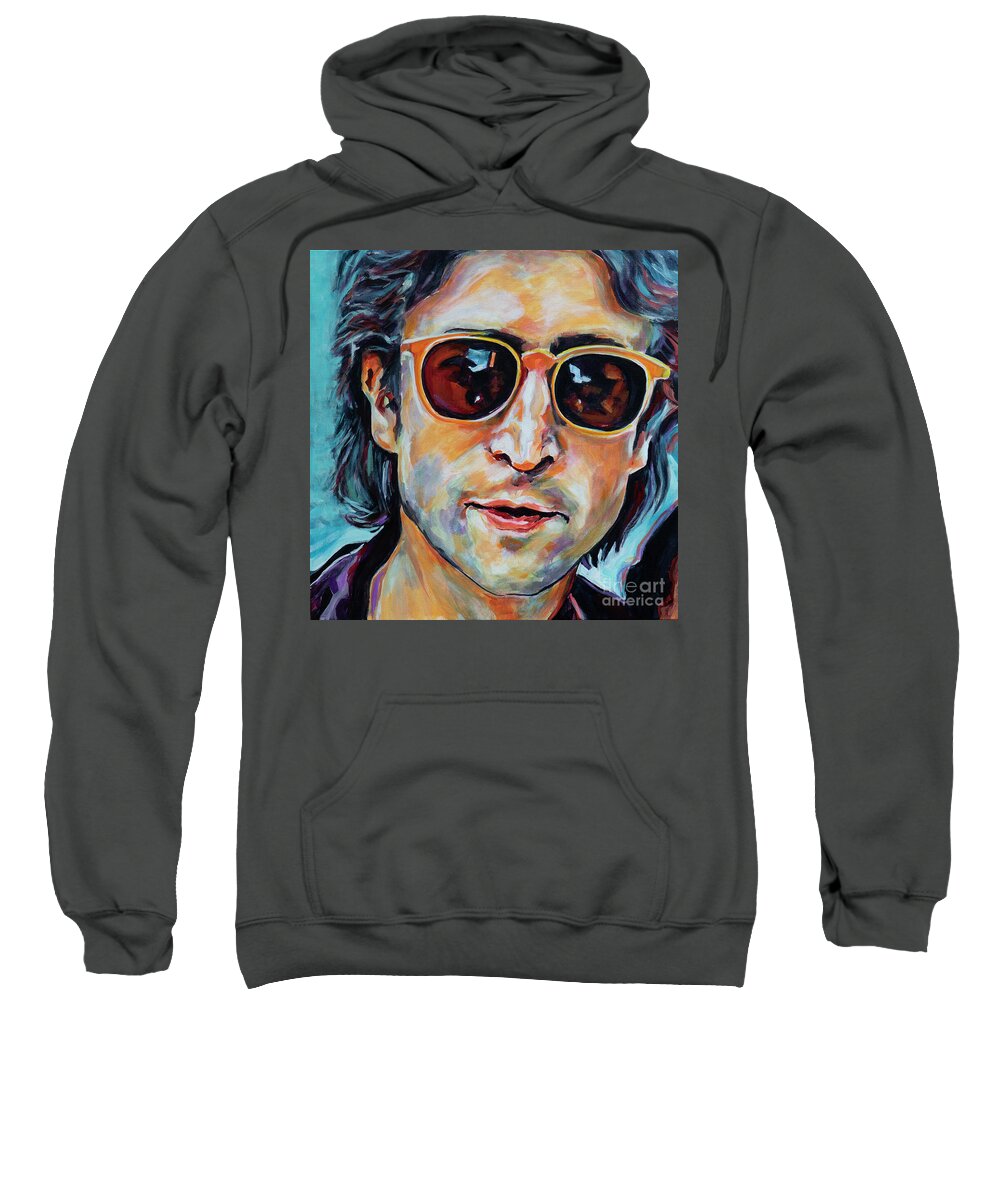 John Lennon Sweatshirt featuring the painting John Lennon by Tanya Filichkin