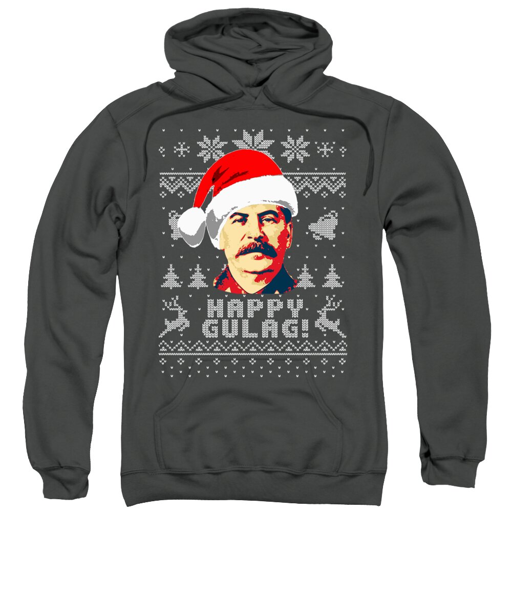Santa Sweatshirt featuring the digital art Joseph Stalin Happy Gulag Christmas by Megan Miller