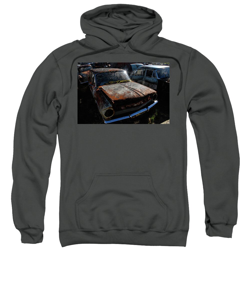 Wrecking Yard Sweatshirt featuring the photograph The Junkyard Diaries III - Smash Palace, North Island, New Zealand by Earth And Spirit