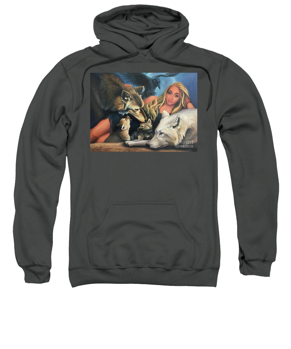 Wolf Sweatshirt featuring the painting Kindred Spirits by Pat Burns