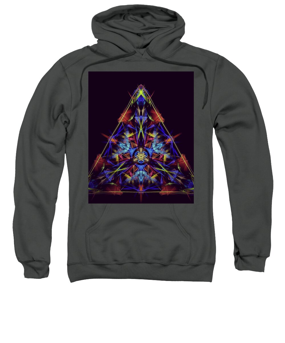 Kosmic Kreation Pyramid Mandala Sweatshirt featuring the digital art Kosmic Kreation Pyramid Mandala by Michael Canteen