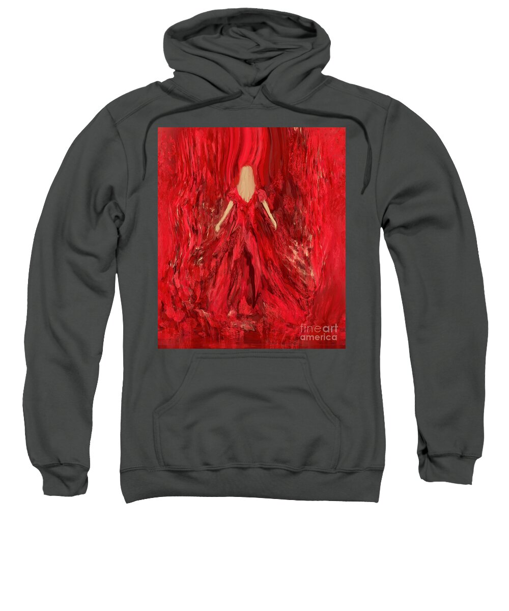 Lady Artwork Sweatshirt featuring the digital art Lady in the red room by Elaine Hayward