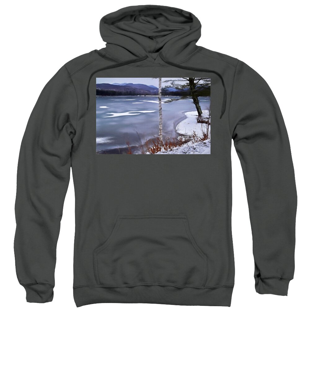 Lake Sweatshirt featuring the photograph Lake Scene in Winter by Nancy De Flon
