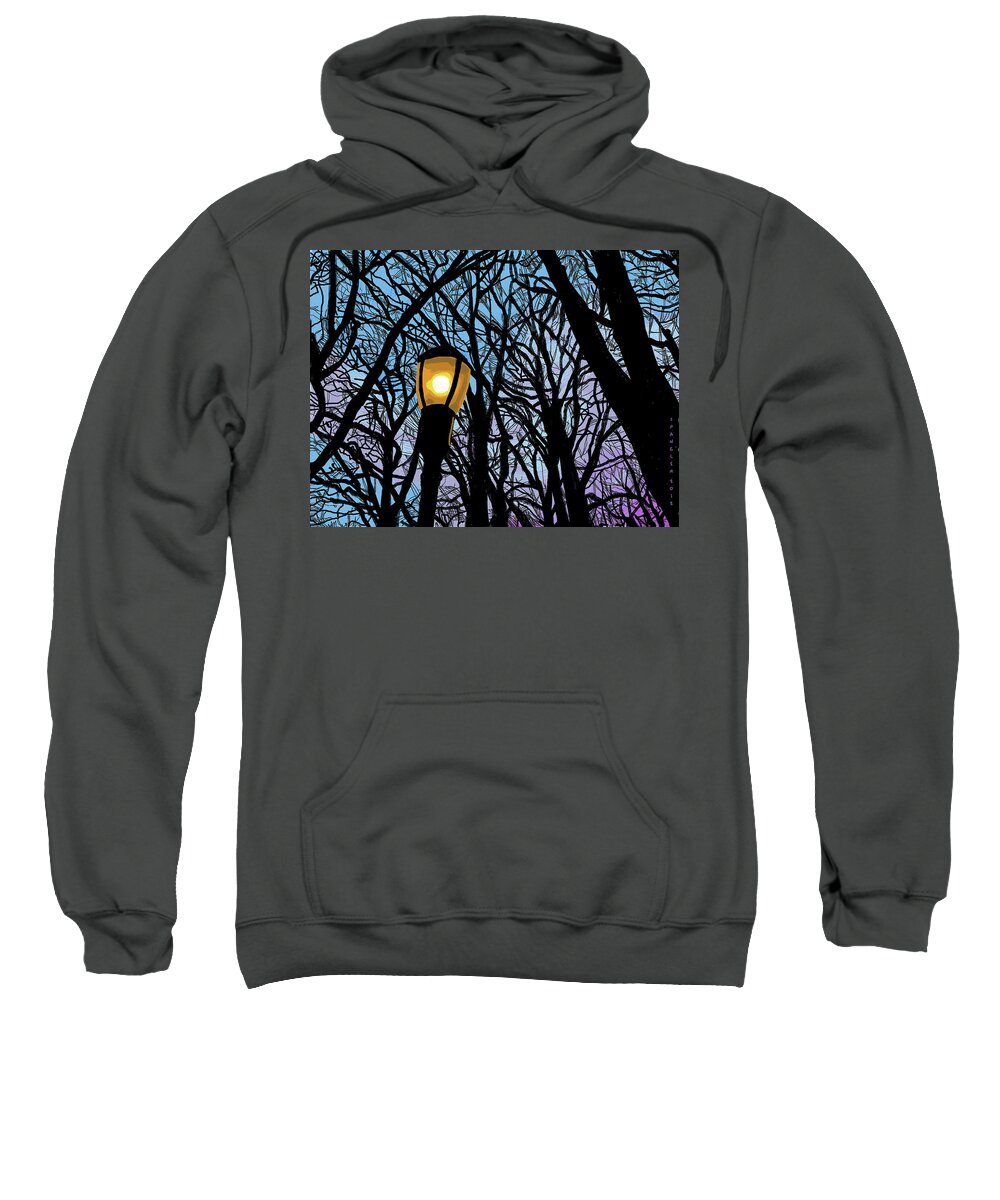  Sweatshirt featuring the painting Lamplight at twilight by Susan Spangler