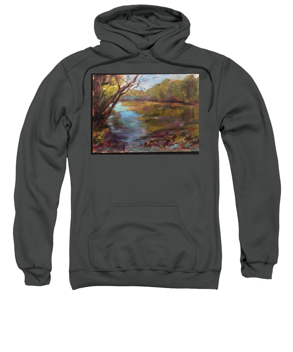 Riverscapes Sweatshirt featuring the painting Lazy Day on the Huzzah by Donna Carrillo