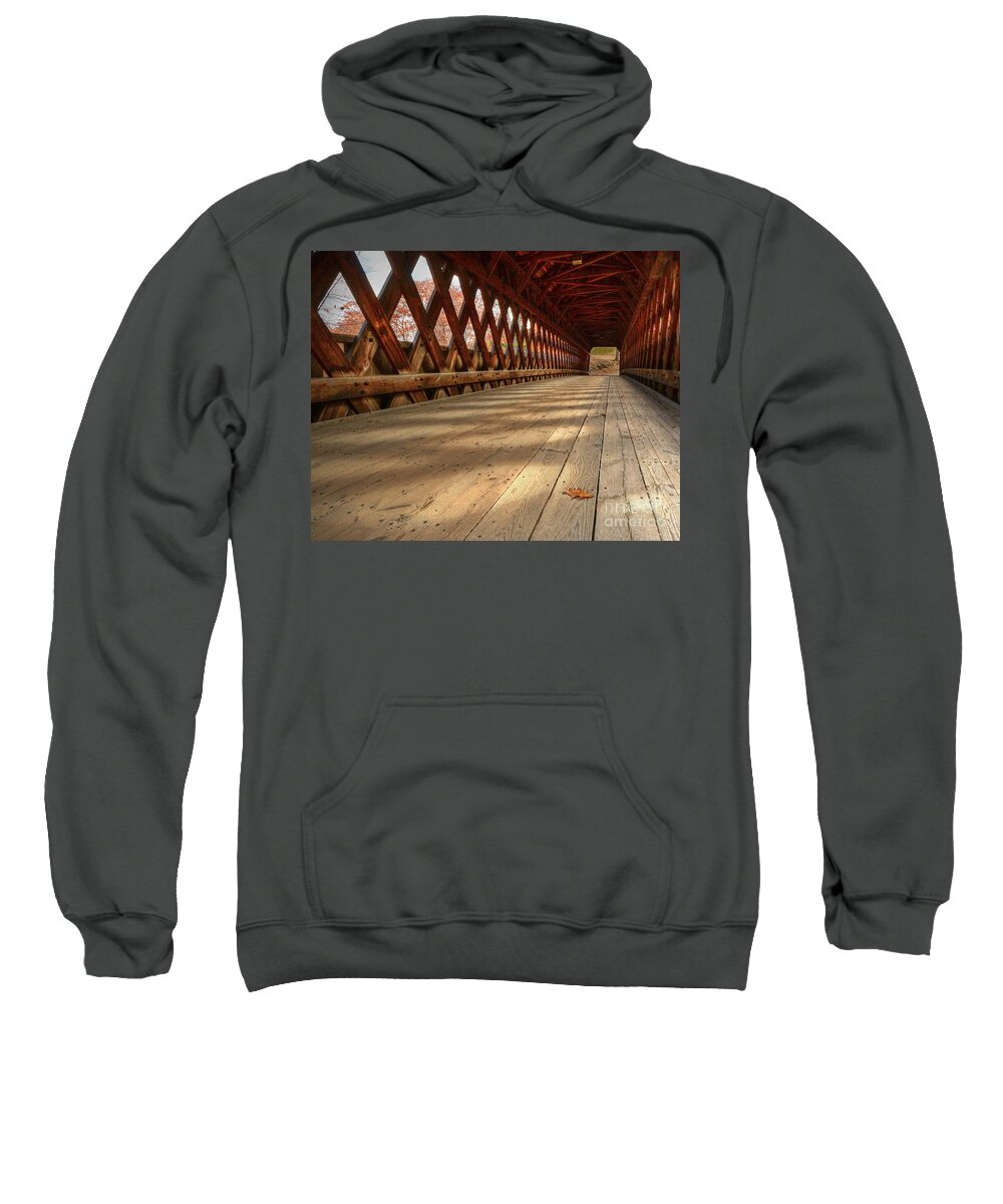 Leaf Sweatshirt featuring the photograph Leaf on a Bridge by Steve Brown