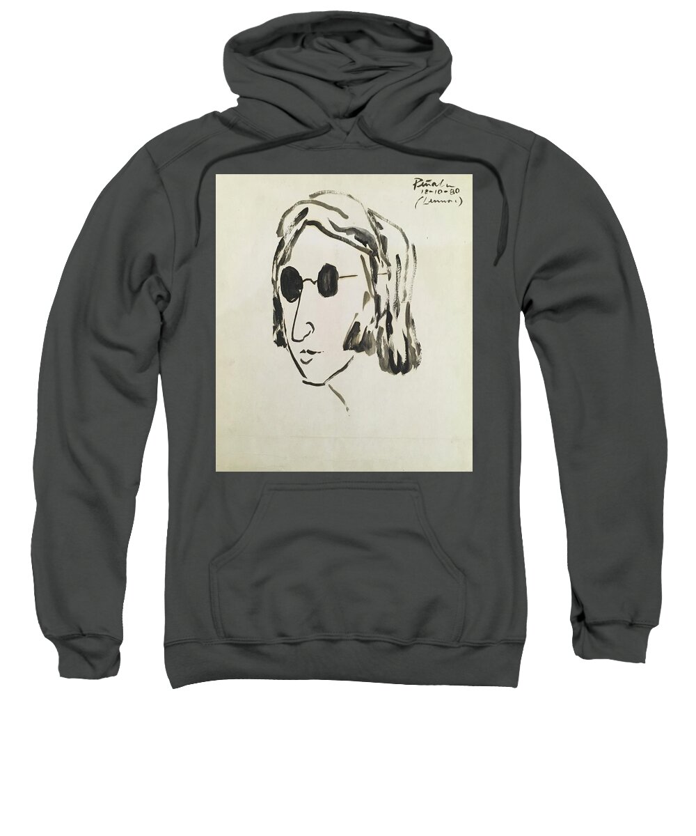 Ricardosart37 Sweatshirt featuring the painting Lennon 12-10-80 by Ricardo Penalver deceased