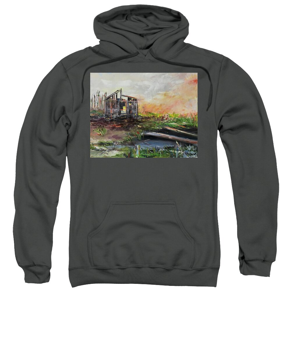 Oil Painting Sweatshirt featuring the painting Light of hope by Maria Karlosak