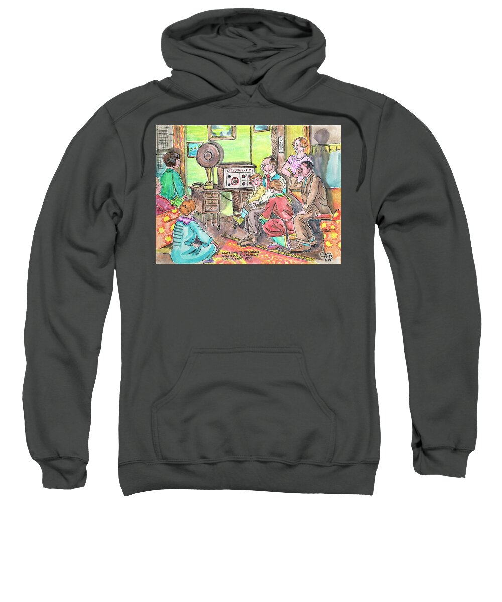 Family Sweatshirt featuring the painting Listening To The Radio by The GYPSY